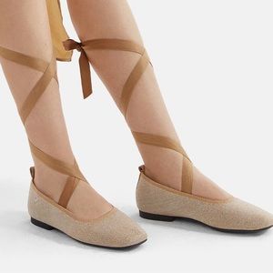 Vivaia Ballet flats. Rose Gold, sparkles.
